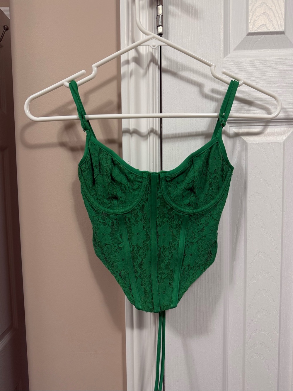 Emerald Green Lace Bustier Crop Top